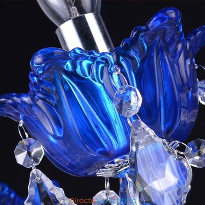 Europese stijl kristallen kroonluchter blauwe kristallen glazen hanglamp
