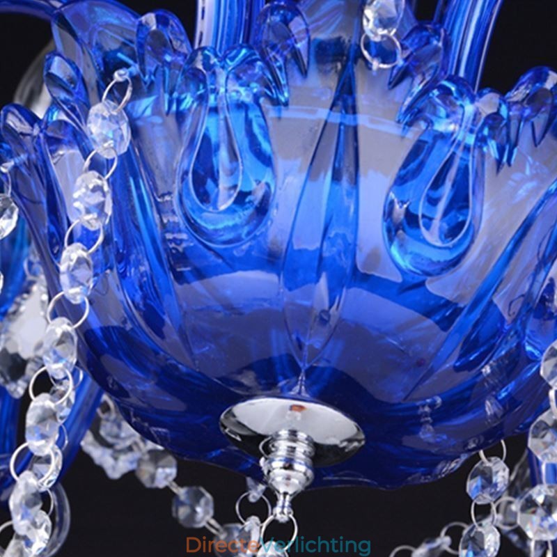Europese stijl kristallen kroonluchter blauwe kristallen glazen hanglamp