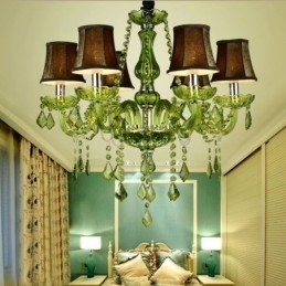 Europese stijl kristallen kroonluchter unieke groene hanglamp