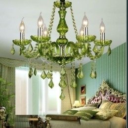 Europese stijl kristallen kroonluchter unieke groene hanglamp