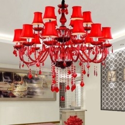 Kristallen kroonluchter Europese rode kleur hanglamp
