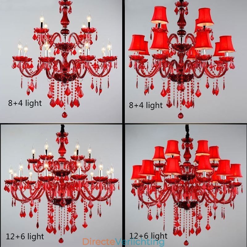 Kristallen kroonluchter Europese rode kleur hanglamp