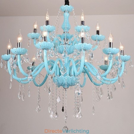 Europese grote kristallen kroonluchter blauwe kleur hanglamp Europese grote kristallen kroonluchter blauwe kleur hanglamp