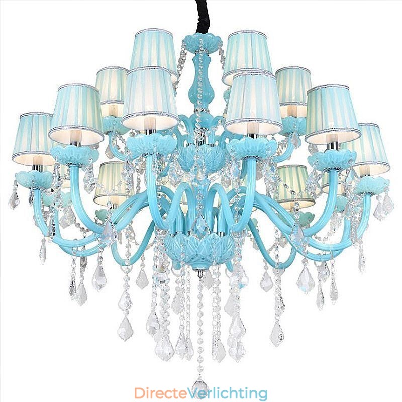 Europese grote kristallen kroonluchter blauwe kleur hanglamp