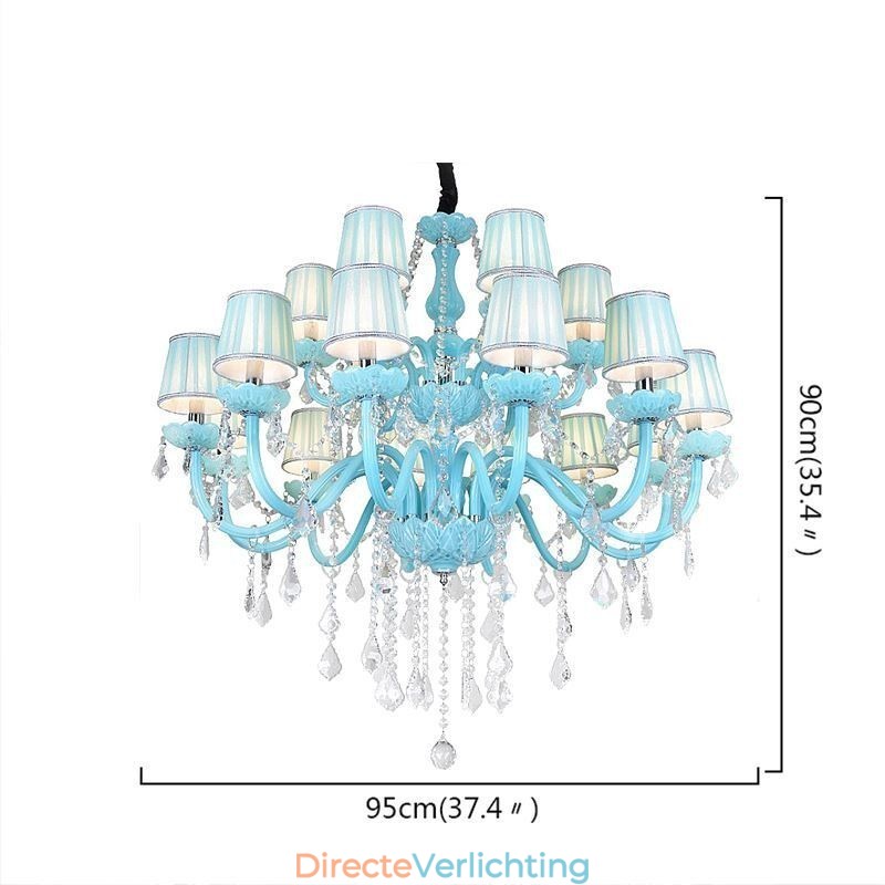 Europese grote kristallen kroonluchter blauwe kleur hanglamp