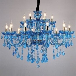 Elegante kristallen kroonluchter Europese blauwe hanglamp