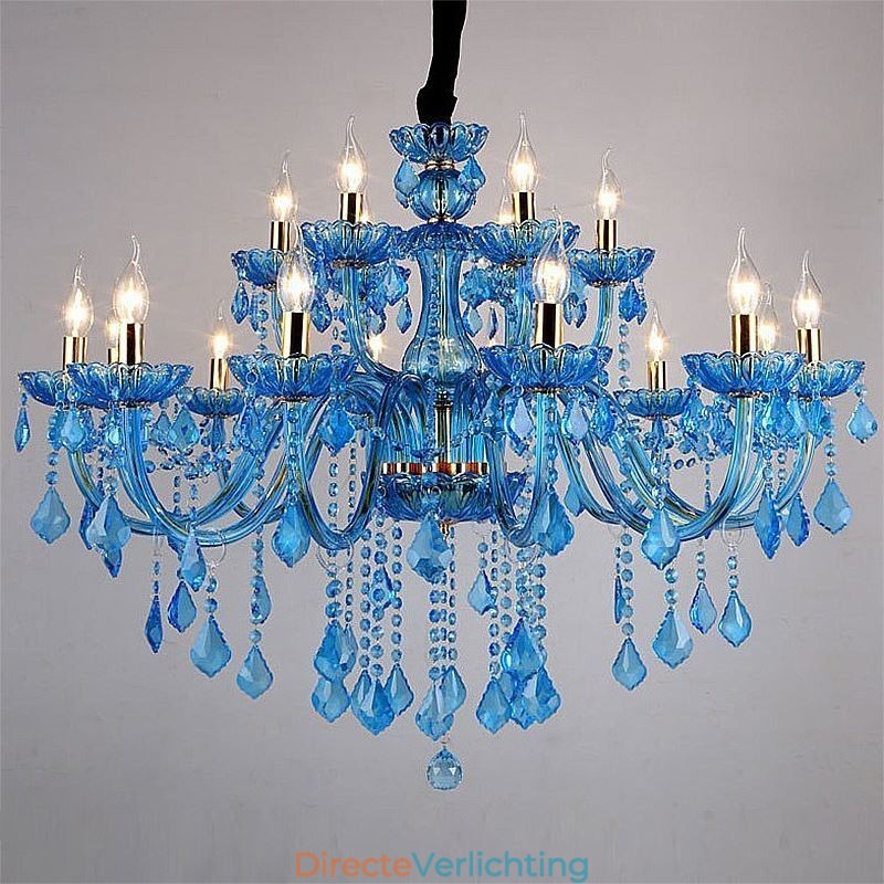 Elegante kristallen kroonluchter Europese blauwe hanglamp