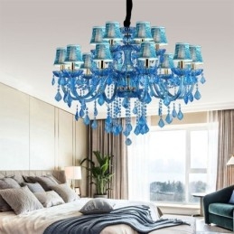 Elegante kristallen kroonluchter Europese blauwe hanglamp