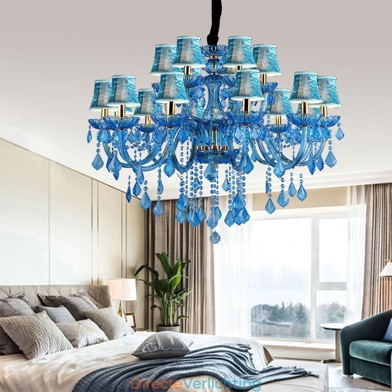 Elegante kristallen kroonluchter Europese blauwe hanglamp