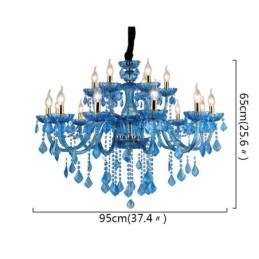 Elegante kristallen kroonluchter Europese blauwe hanglamp