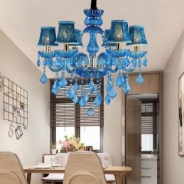 Elegante kristallen kroonluchter Europese blauwe hanglamp
