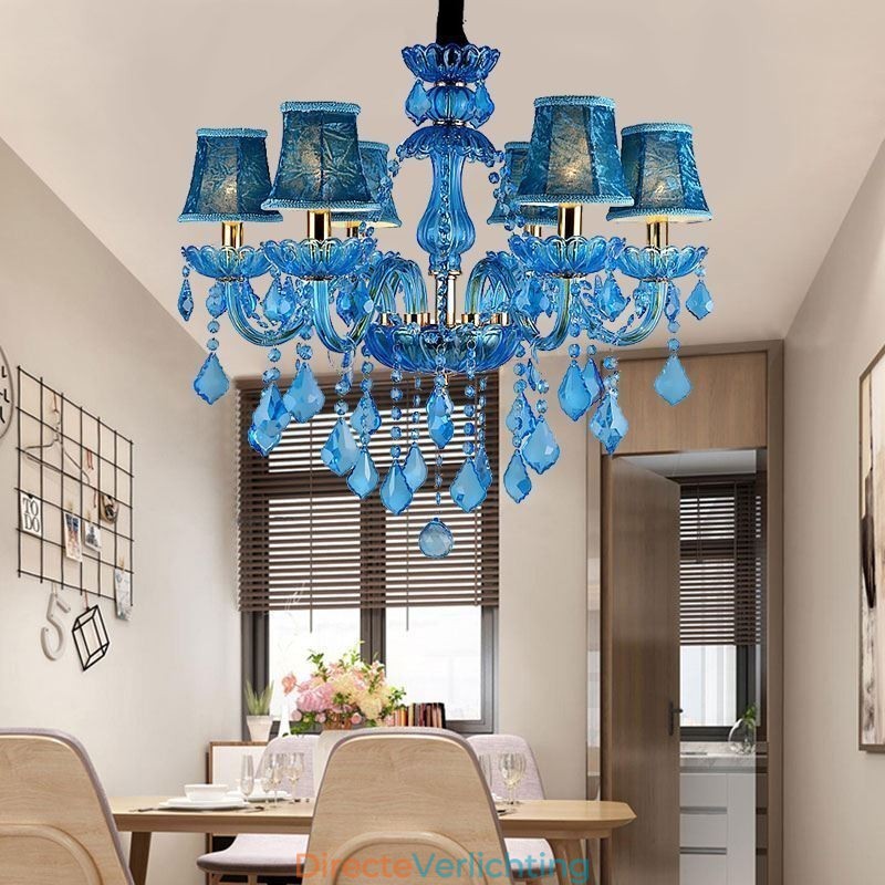 Elegante kristallen kroonluchter Europese blauwe hanglamp