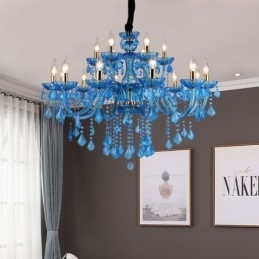 Elegante kristallen kroonluchter Europese blauwe hanglamp