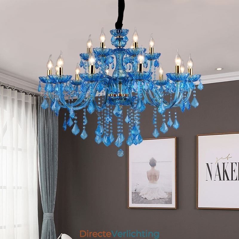 Elegante kristallen kroonluchter Europese blauwe hanglamp