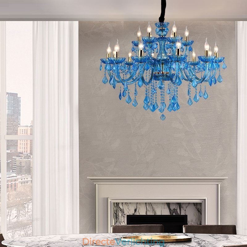 Elegante kristallen kroonluchter Europese blauwe hanglamp