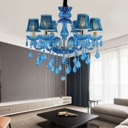 Elegante kristallen kroonluchter Europese blauwe hanglamp