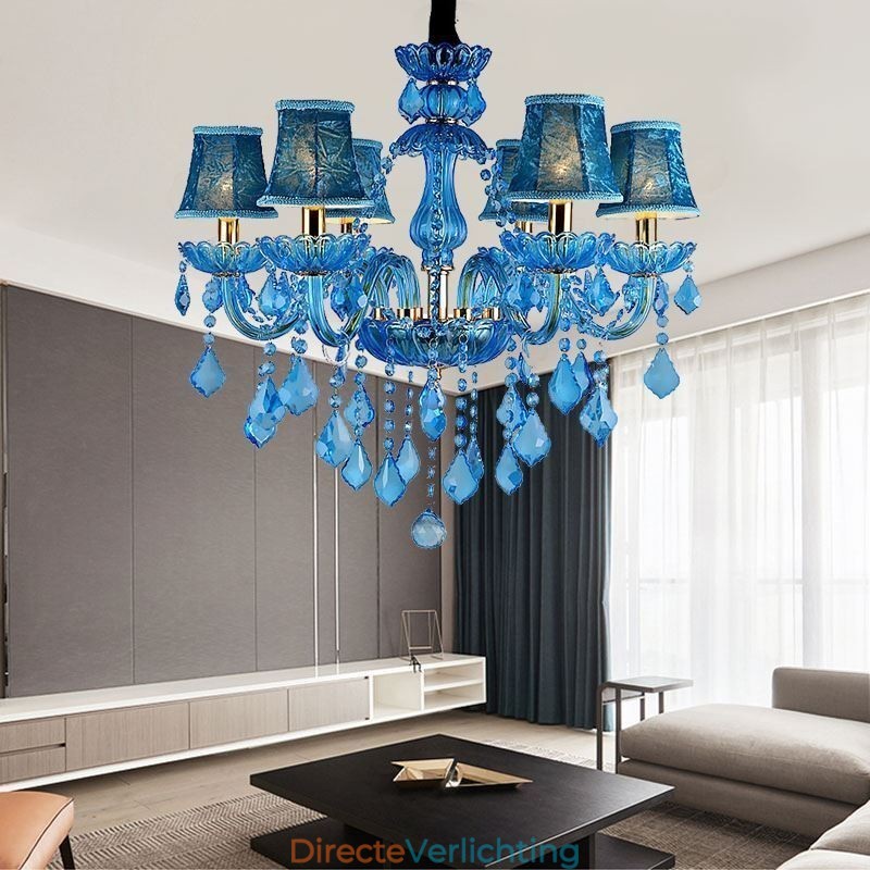 Elegante kristallen kroonluchter Europese blauwe hanglamp