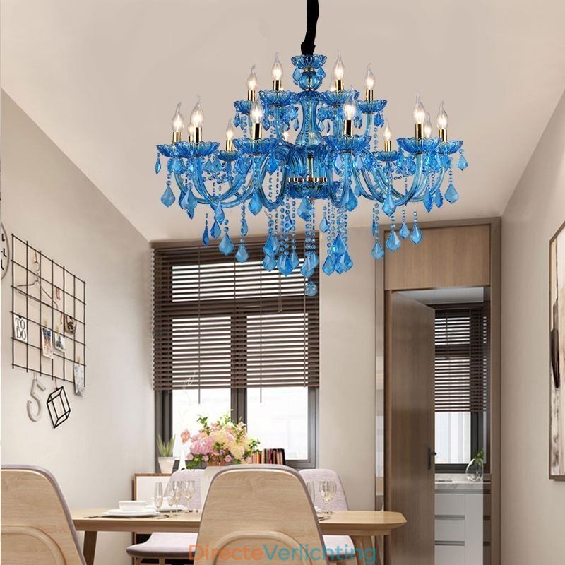 Elegante kristallen kroonluchter Europese blauwe hanglamp