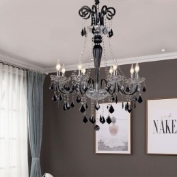 Retro Kristallen Kroonluchter Europese Zwarte Hanglamp
