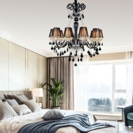 Retro Kristallen Kroonluchter Europese Zwarte Hanglamp