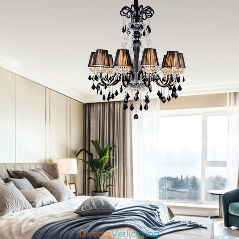 Retro Kristallen Kroonluchter Europese Zwarte Hanglamp