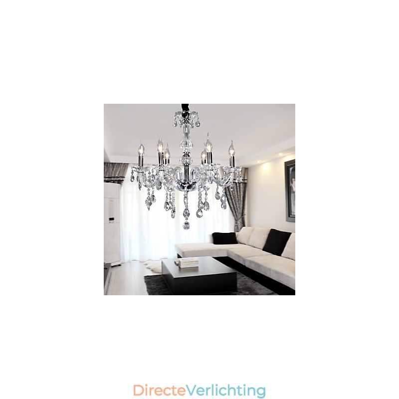 Elegante kristallen kroonluchter met 6 lampen