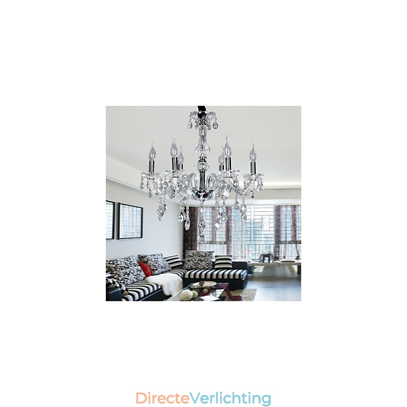 Elegante kristallen kroonluchter met 6 lampen