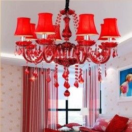 Luxe kristallen kroonluchter Europese rode kleur hanglamp