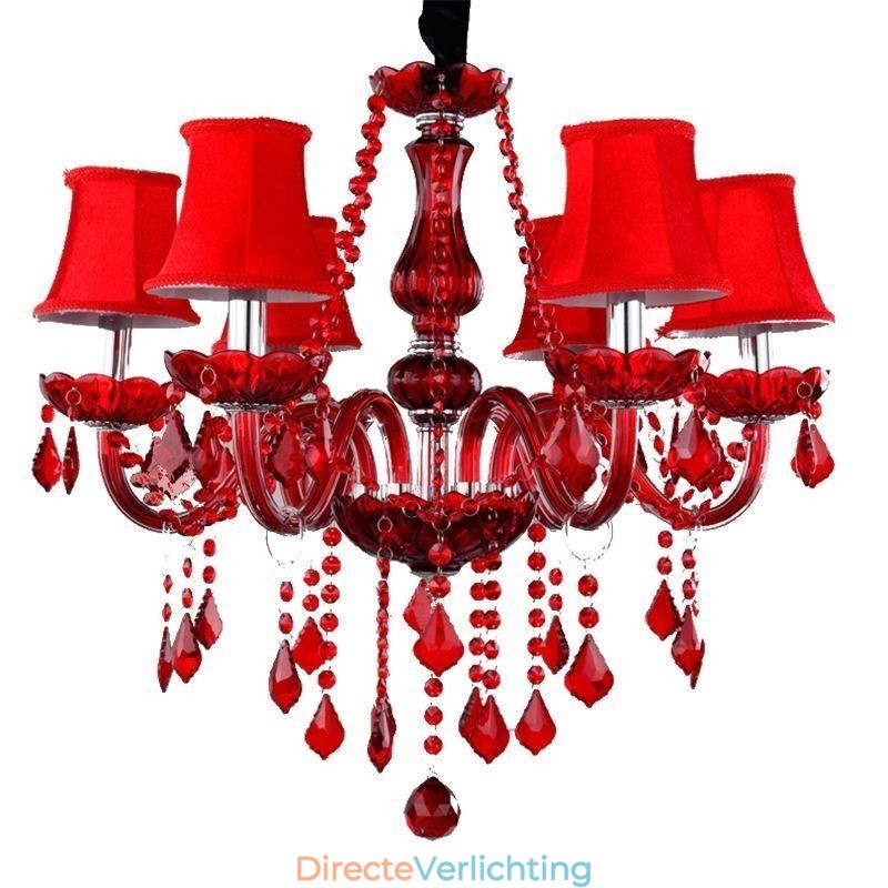 Luxe kristallen kroonluchter Europese rode kleur hanglamp