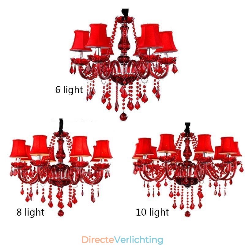 Luxe kristallen kroonluchter Europese rode kleur hanglamp