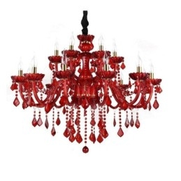 Europese elegante kristallen kroonluchter rode kleur hanglamp