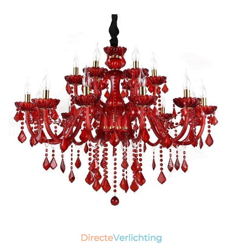 Europese elegante kristallen kroonluchter rode kleur hanglamp