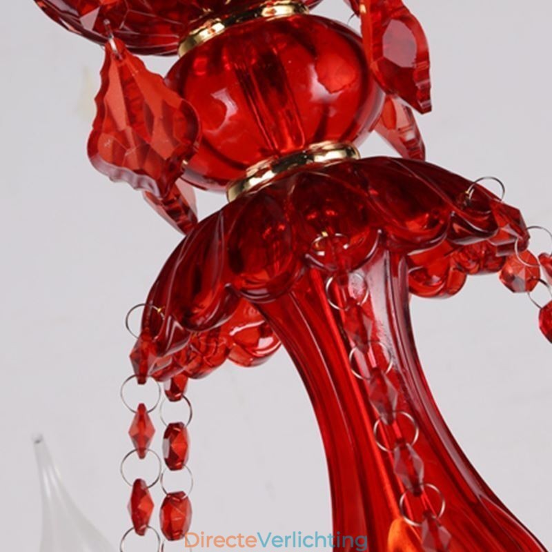 Europese elegante kristallen kroonluchter rode kleur hanglamp