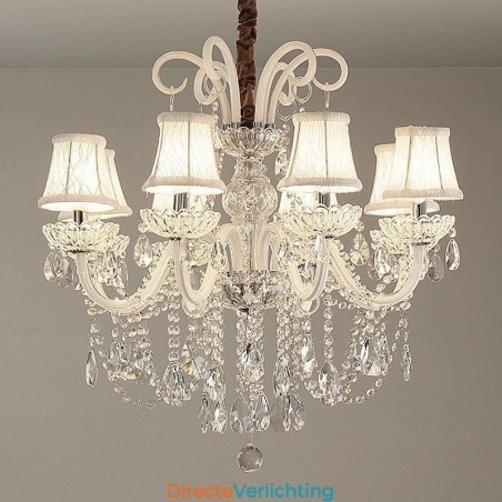 Elegante kristallen kroonluchter Europese witte hanglamp Elegante kristallen kroonluchter Europese witte hanglamp