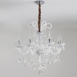 Elegante kristallen kroonluchter Europese witte hanglamp