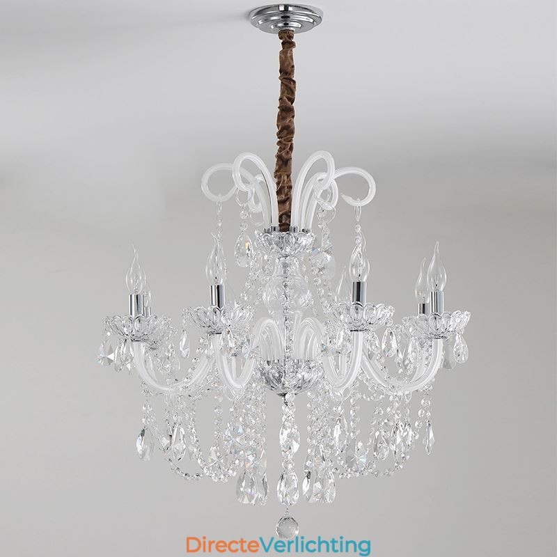 Elegante kristallen kroonluchter Europese witte hanglamp