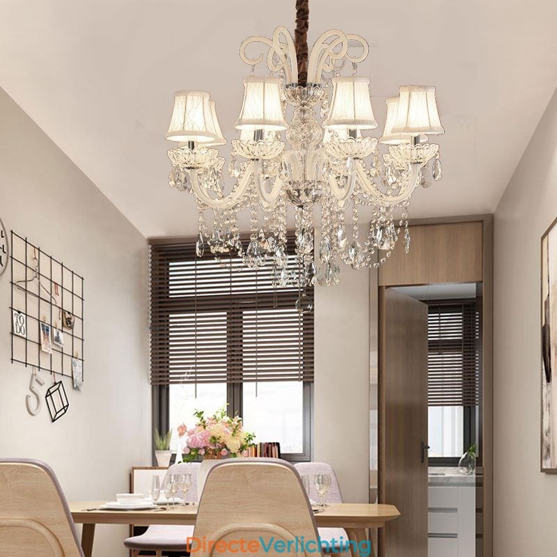 Elegante kristallen kroonluchter Europese witte hanglamp