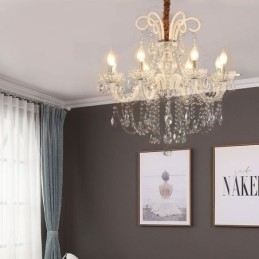 Elegante kristallen kroonluchter Europese witte hanglamp