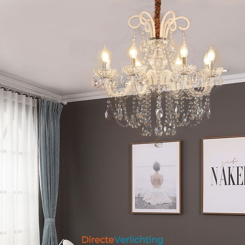 Elegante kristallen kroonluchter Europese witte hanglamp