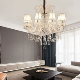 Elegante kristallen kroonluchter Europese witte hanglamp