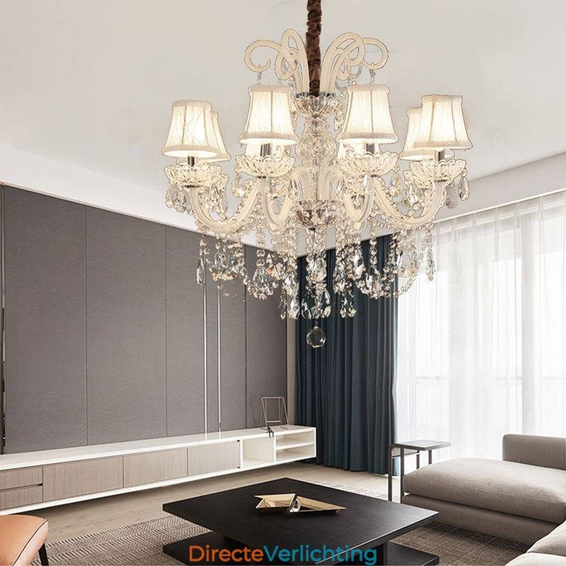 Elegante kristallen kroonluchter Europese witte hanglamp
