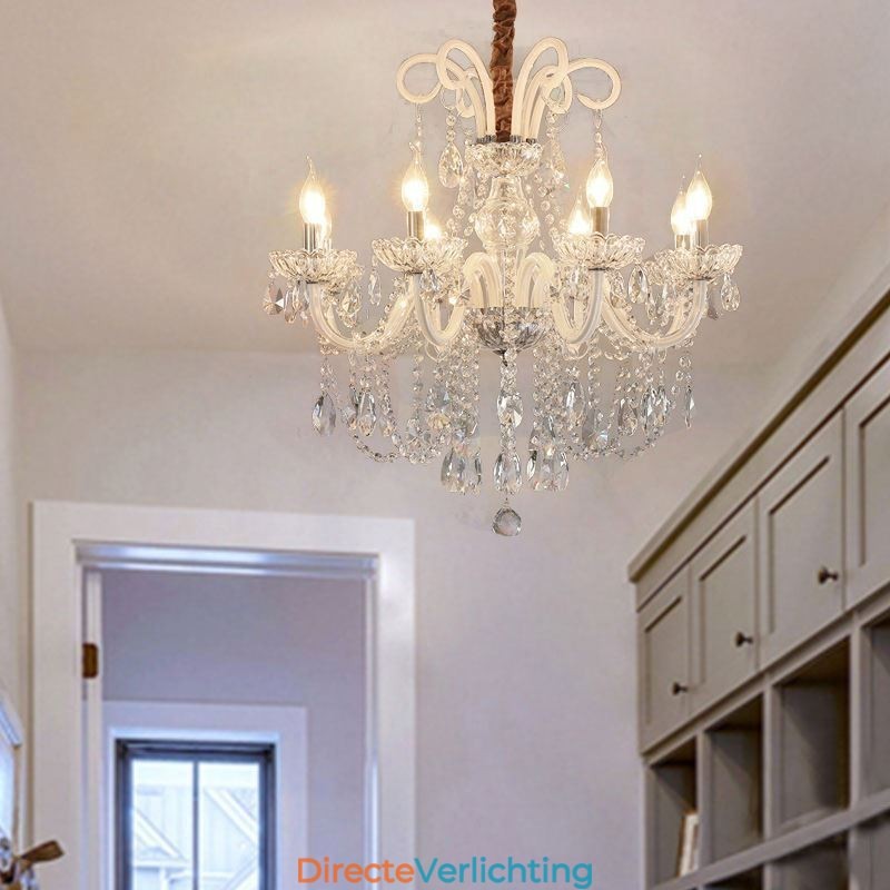 Elegante kristallen kroonluchter Europese witte hanglamp