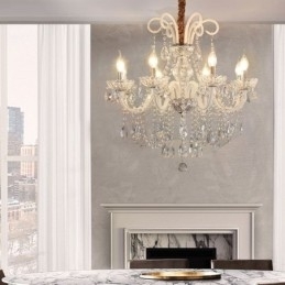 Elegante kristallen kroonluchter Europese witte hanglamp