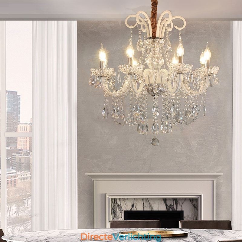 Elegante kristallen kroonluchter Europese witte hanglamp