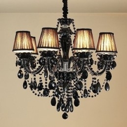 Luxe Kristallen Kroonluchter Europees Zwart 10 Lampen