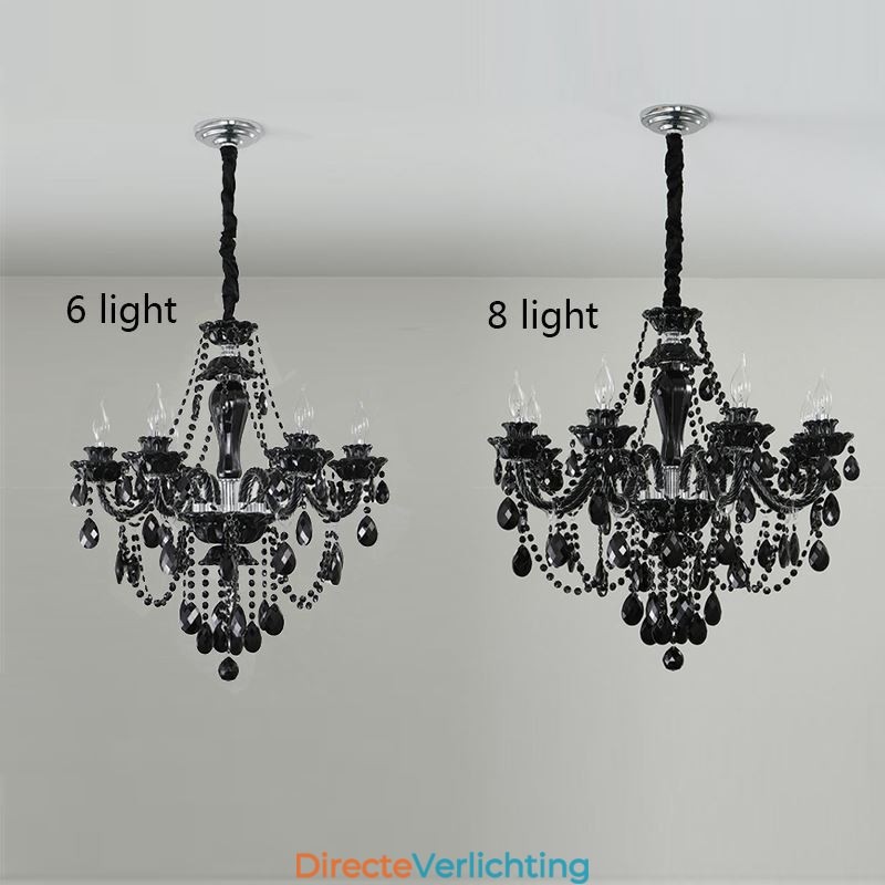 Luxe Kristallen Kroonluchter Europees Zwart 10 Lampen
