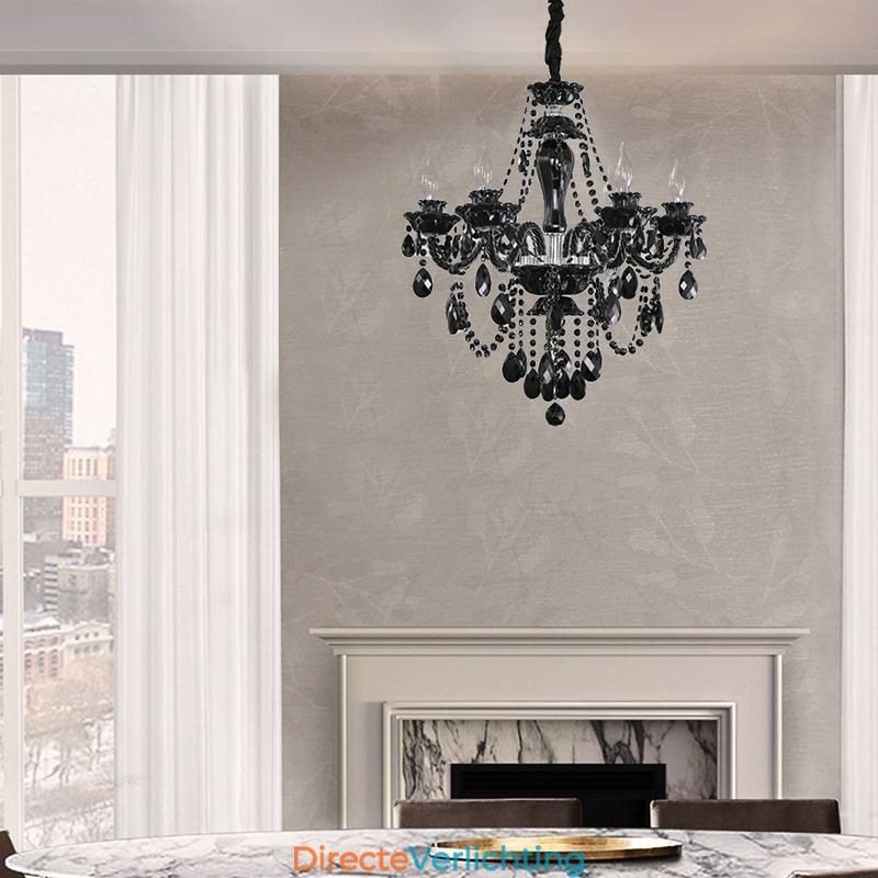 Luxe Kristallen Kroonluchter Europees Zwart 10 Lampen