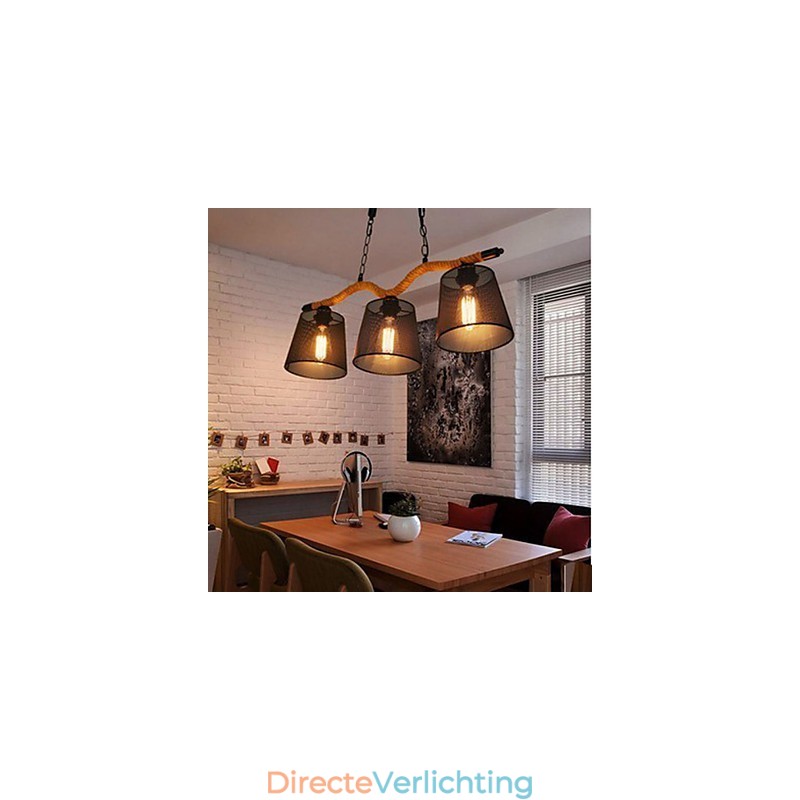 Retro creatieve drie pastorale hoofd touw kroonluchter