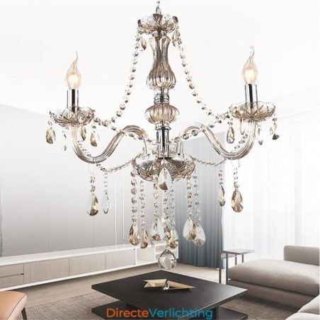 Kristallen kroonluchter Europese cognackleurige glazen hanglamp Kristallen kroonluchter Europese cognackleurige glazen hanglamp