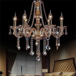 Europese kristallen kroonluchter luxe amberkleurige hanglamp